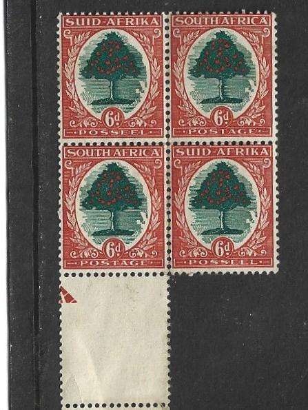 S.A.Union SACC 60a block of four 6d hinged mint
