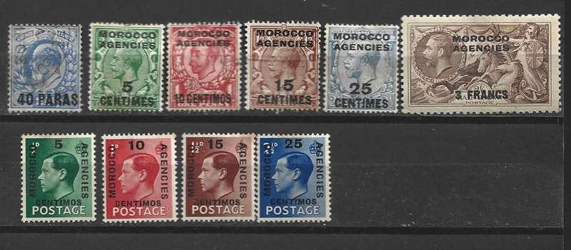 Morocco Agencies hinged mint overprinted on stamps of GB as scanned