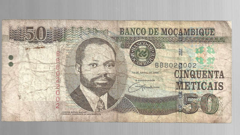 Mozambique 50 Metical note used as scanned