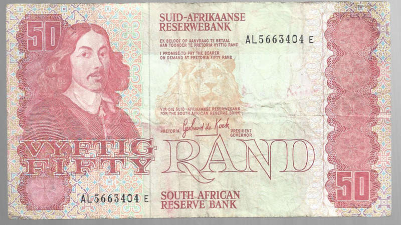 South African bank notes R1 to R50 all used signed as scanned