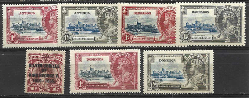 KGV Jubilee commonwealth low values all with hinged remainders three scans