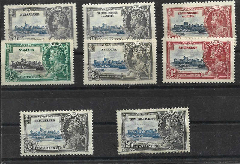 KGV Jubilee commonwealth low values all with hinged remainders three scans