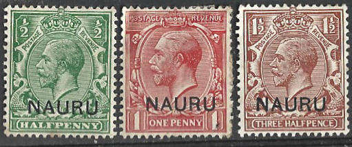 Nauru Hinged mint KGV  SG1  2b and 3 as scanned