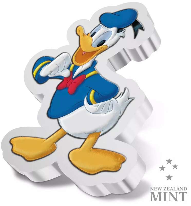 Disney® Donald Duck Shaped Colourised 1oz Silver 2021 Niue.