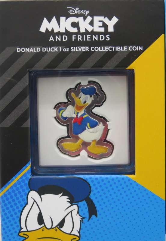 Disney® Donald Duck Shaped Colourised 1oz Silver 2021 Niue.