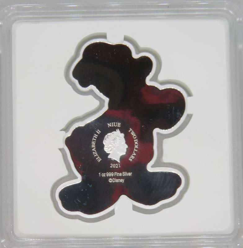 Disney® Donald Duck Shaped Colourised 1oz Silver 2021 Niue.