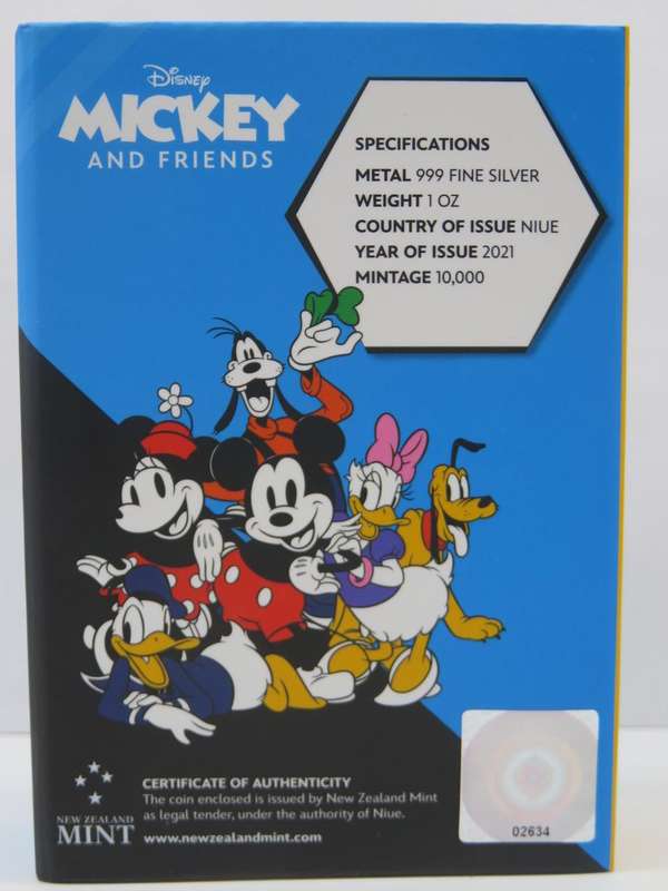 Disney® Donald Duck Shaped Colourised 1oz Silver 2021 Niue.