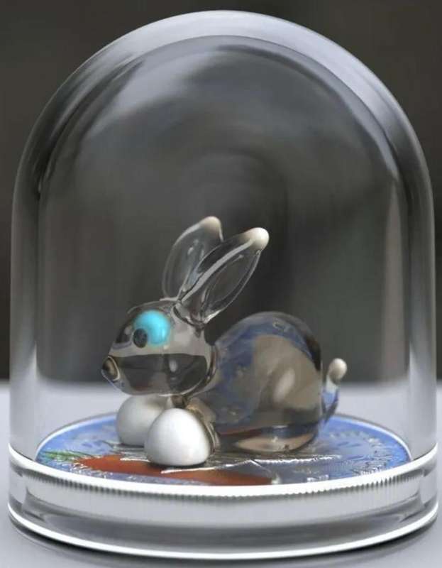 Murano Glass Series: Rabbit  Maple Leaf $5 (1oz) Canada Silver Coin of 2022 Colourised with Figurine