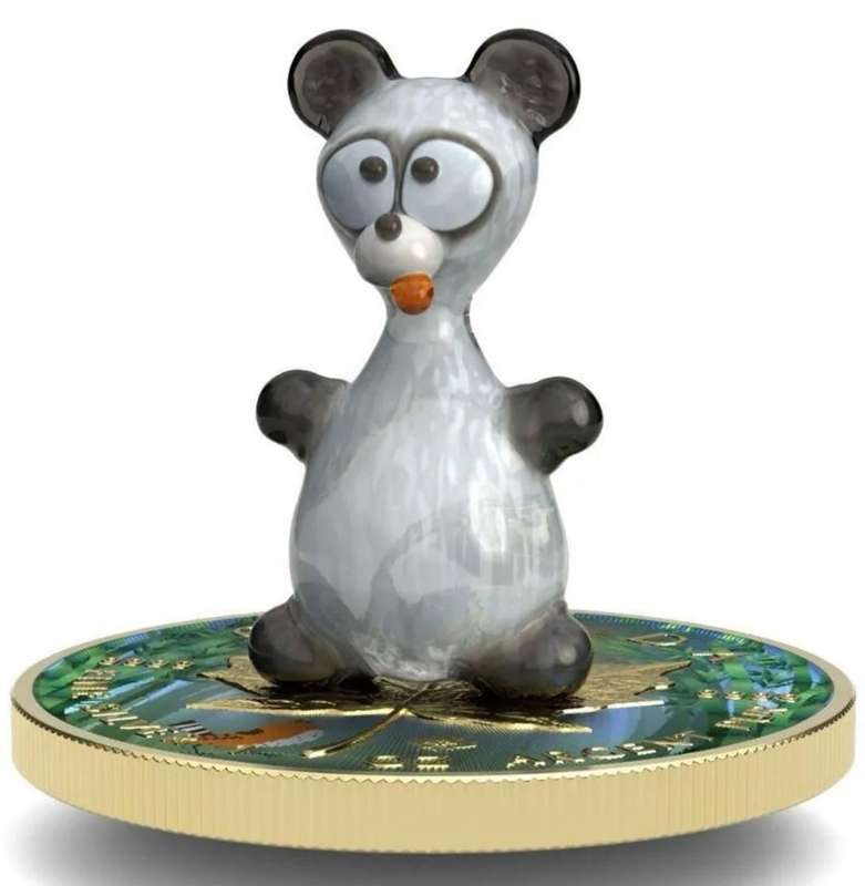 Murano Glass Series: Panda Maple Leaf $5 (1oz) Canada Silver Coin of 2022 Colourised with Figurine
