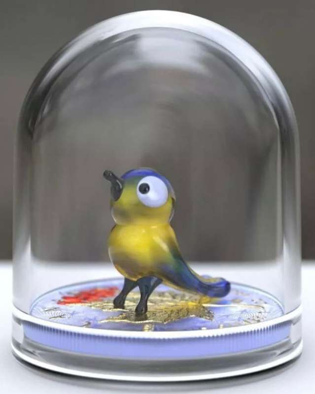 Murano Glass Series: Tit Bit Maple Leaf $5 (1oz) Canada Silver Coin of 2022 Colourised with Figurine