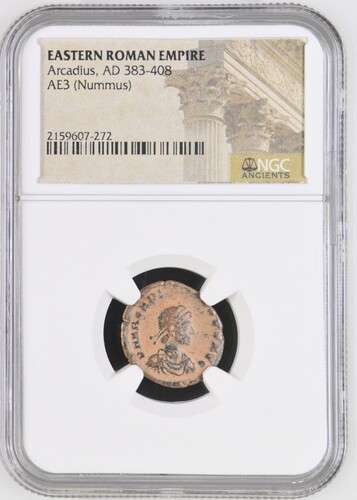 Ancient Roman Coin : Arcadius, AD 383-408 Eastern Roman Empire AE3 (Nummus) NGC Ancients