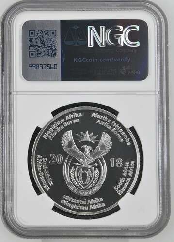 South Africa 1oz Silver 2018  Nelson Mandela Centenary S50R NGC Graded PF70 Proof