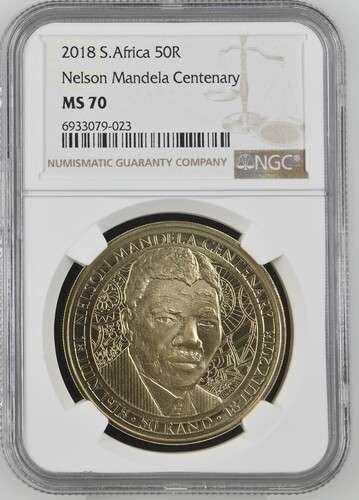 2018 South Africa Nelson Mandela Centenary 50R NGC Graded  MS 70