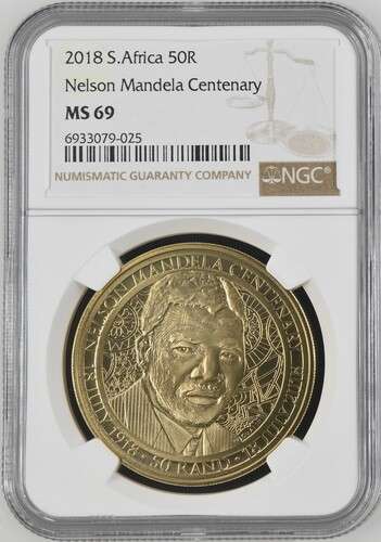 2018 South Africa Nelson Mandela Centenary 50R NGC Graded  MS 69