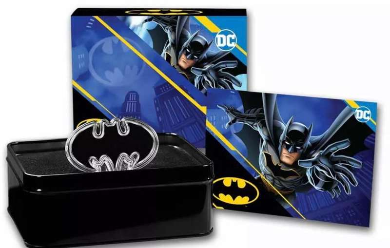 Batman Batarang Shaped Colourised 1oz Silver $5 2024 Samoa