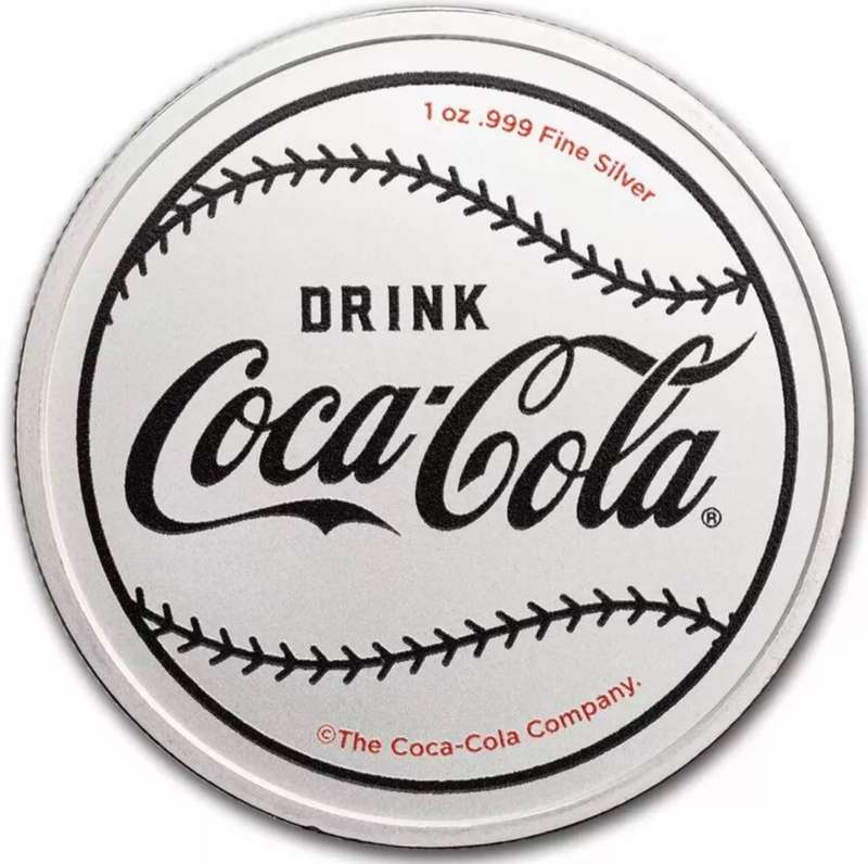Coca-Cola® Vintage Batter Up 1oz Silver Colourised Round.
