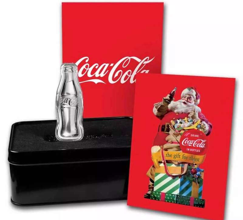 Coca-Cola® 1 Oz Silver Shaped Bottle in Stylish Tin Box With Certificate