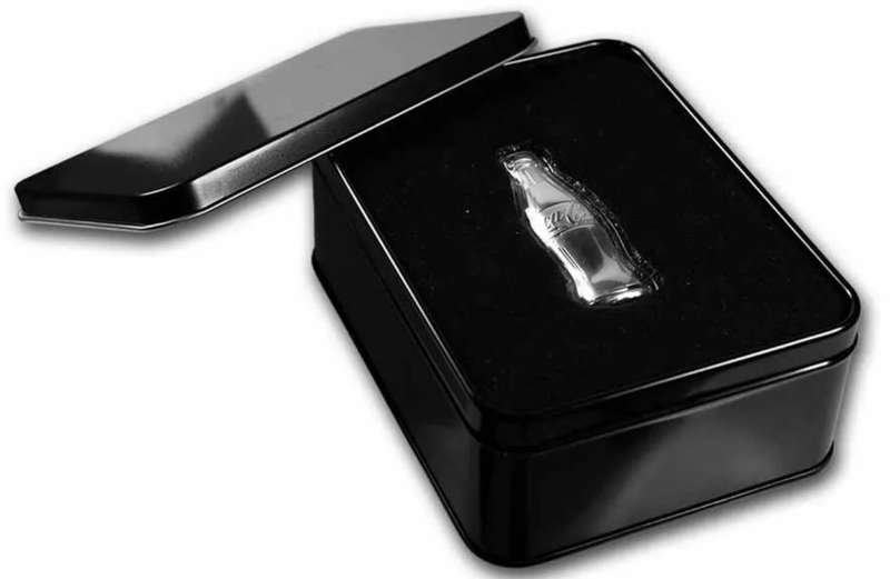 Coca-Cola® 1 Oz Silver Shaped Bottle in Stylish Tin Box With Certificate