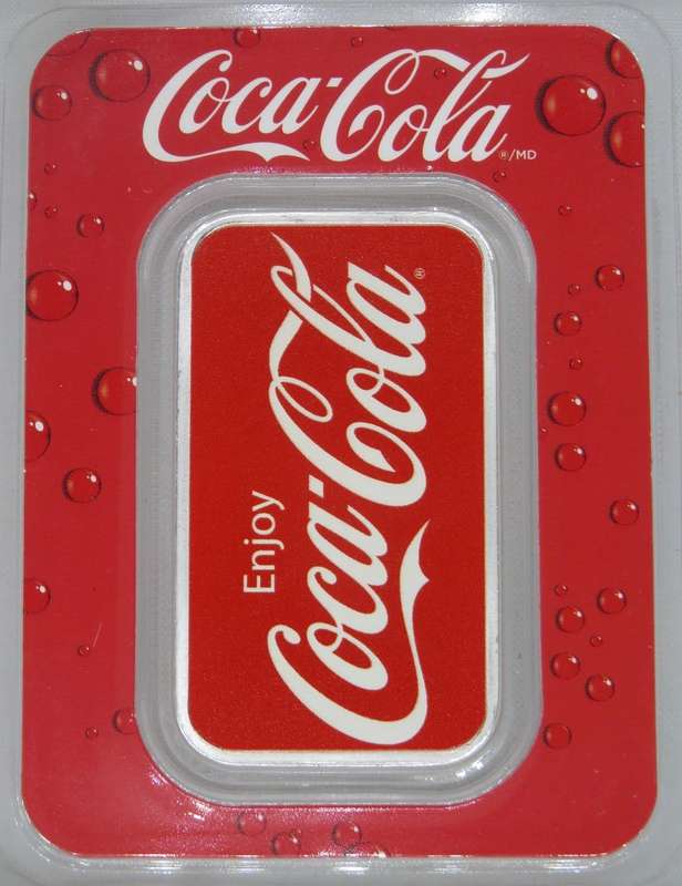 Coca-Cola® Colourised 1oz Silver Struck Bar Sealed