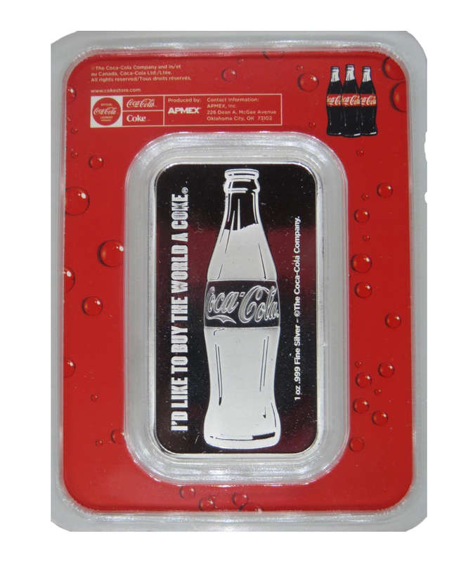 Coca-Cola® Colourised 1oz Silver Struck Bar Sealed