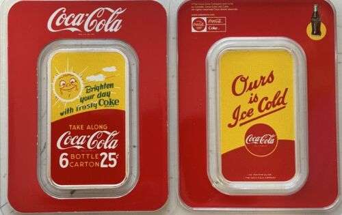 1oz .999 Silver Bar Coca Cola | Summer Fun Colorized Bar (in TEP)