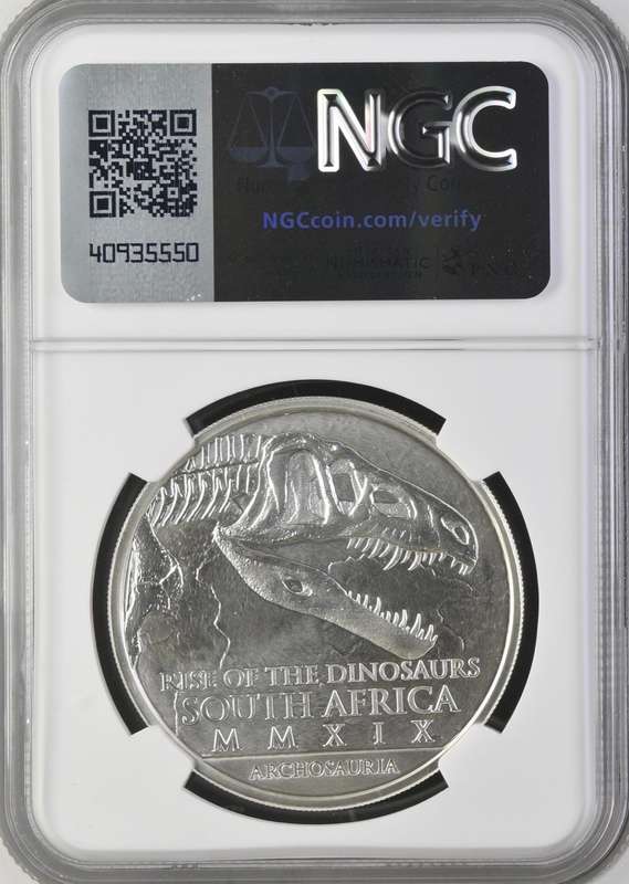 RSA: Silver R25 (1oz) Dinosaurs 2019 MS 70 NGC.