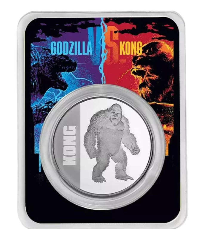 King Kong ® 1oz Silver vs Godzilla: Official Coin in Movie Niue $2 2021.