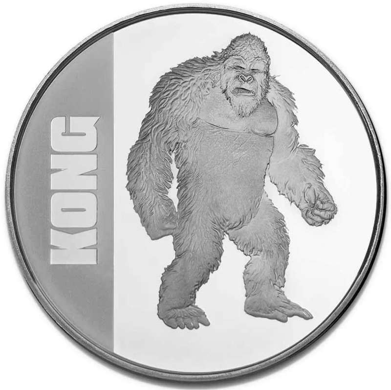 King Kong ® 1oz Silver vs Godzilla: Official Coin in Movie Niue $2 2021.