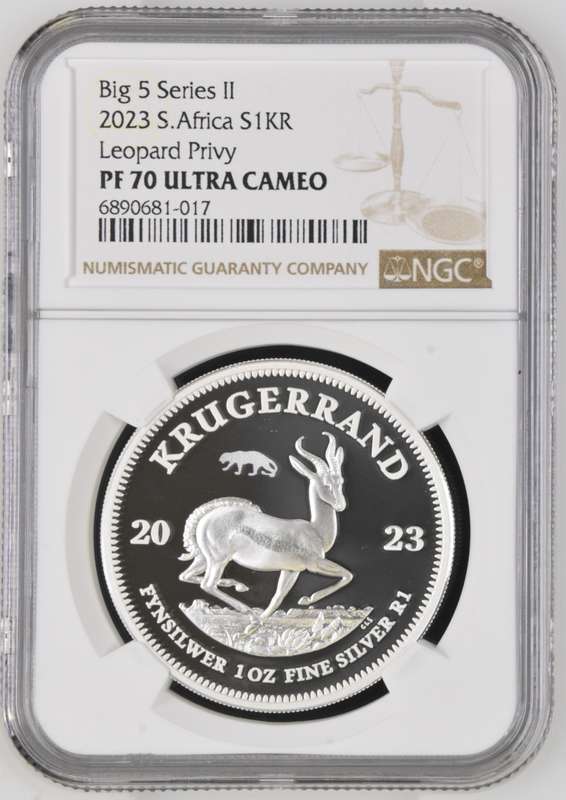 2023 Proof Silver 1oz Krugerrand Leopard Privy Mark NGC Graded PF70