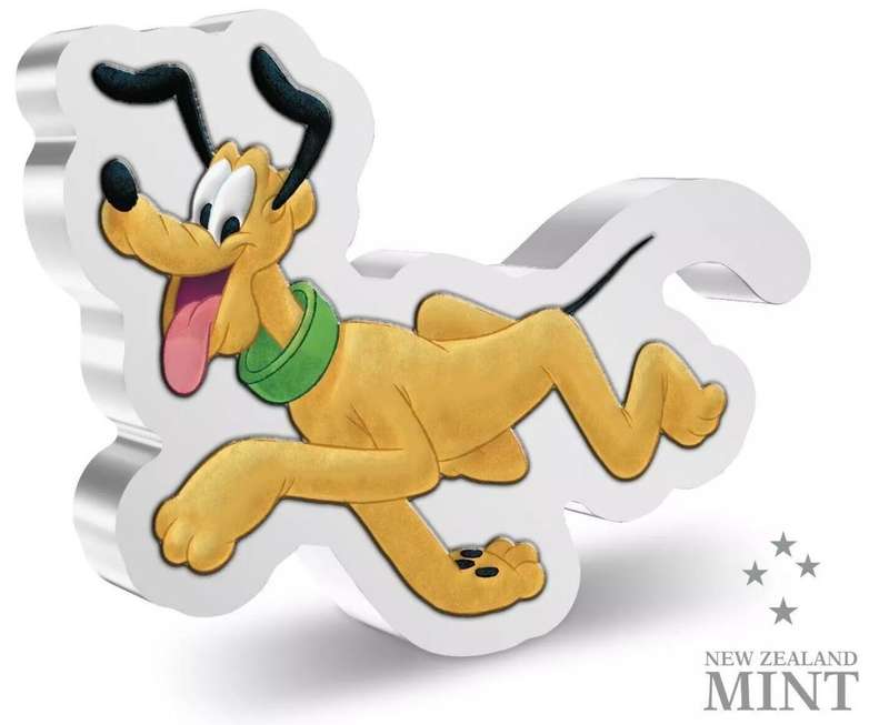 Disney® Pluto Shaped Colourised 1oz Silver 2021 Niue.