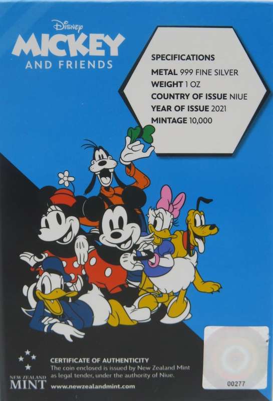 Disney® Pluto Shaped Colourised 1oz Silver 2021 Niue.