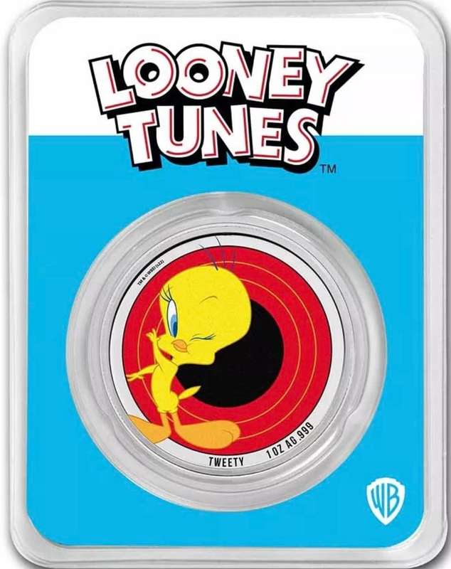 Looney Tunes ® Tweety Colourised 1oz Silver $5 Samoa 2023.
