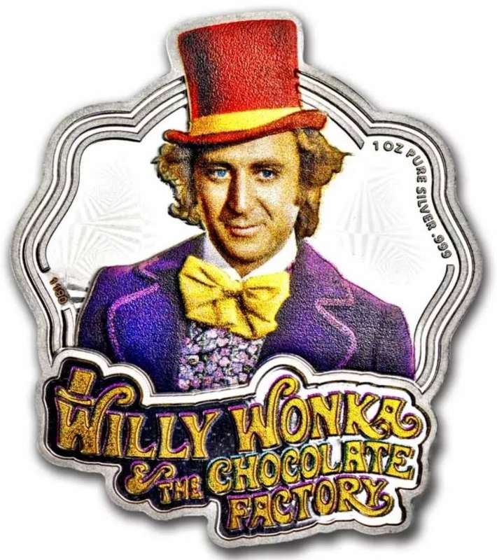 Willy Wonka & The Chocolate Factory ® 1oz Silver $5 Samoa 2024. Lucky Golden Ticket? (Sealed)