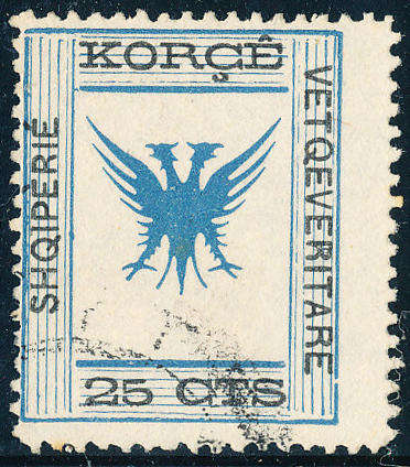 Albania - 1917 - Autonomous Province of Koritza - 25c - blue & black fine used . SG 72 .