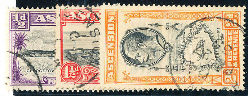 Ascension - 1934 - Defins - ½d, 1½d, 3d fine used . SG 21 .