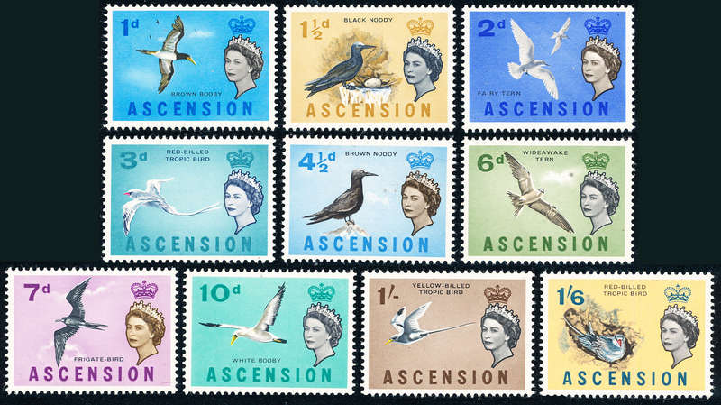 Ascension - 1963 - Birds - 1d to 1s 6d mint hinged . SG 70-79 .