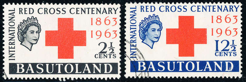 Basutoland - 1963 - Red Cross - set of 2 fine used . SG 81-82 .