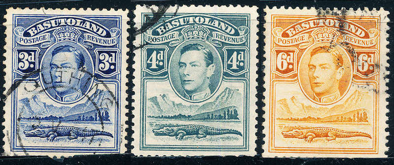 Basutoland - 1938 - Geo 6 - 3d, 4d, 6d fine used . SACC 23-25 .