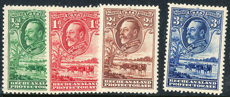 Bechuanaland - 1932 - Geo V - ½d, 1d, 2d, 3d mint hinged . SG 99-102 .