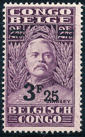 Belgian Congo - 1931-32 - Stanley Types surch 3F 25 on 2F 75 purple mint hinged . SG 175 .