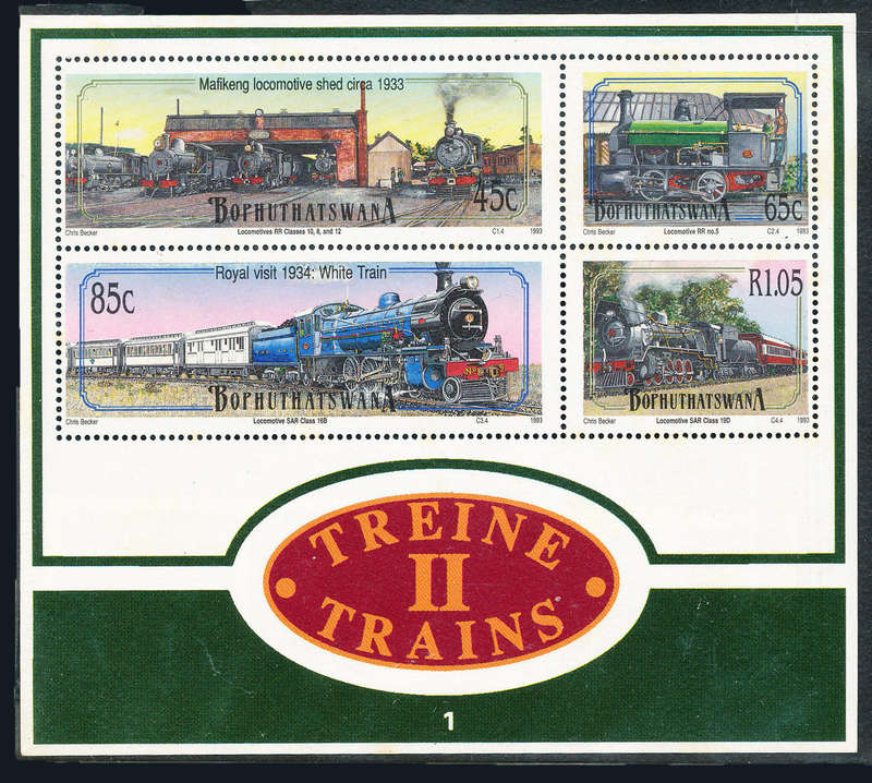 Bophuthatswana - 1993 - Trains (2nd Series) set of 4 & m/sheet mint unhinged . SG 298-302 .