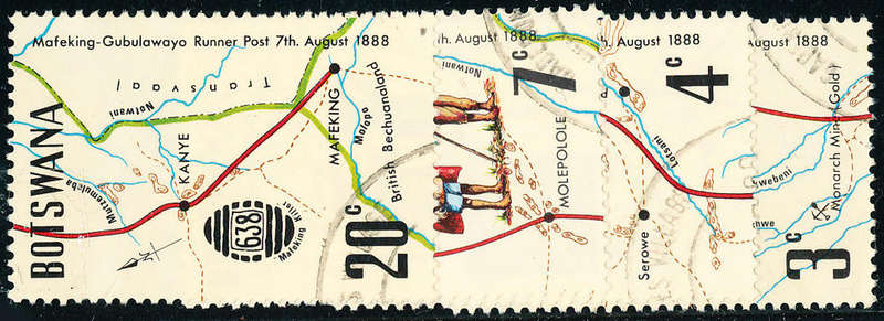 Botswana - 1972 - Mafeking-Gubulawayo Runner Post - set of 4 fine used . SG 294-297 .