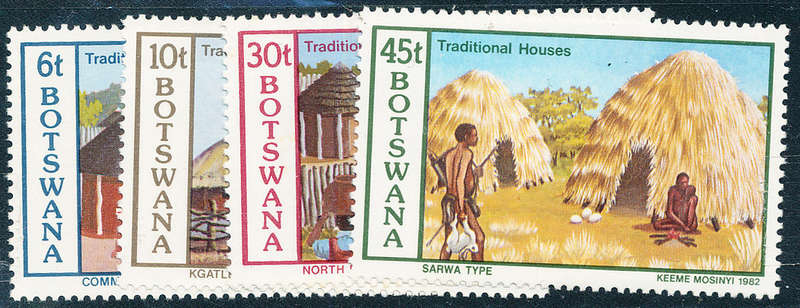 Botswana - 1982 - Traditional House - set of 4 mint unhinged . SG 511-514 .