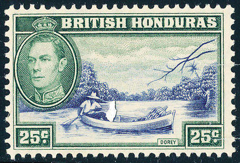 British Honduras - 1938-47 - Geo 6 - 25c blue & green mint hinged . SG 157 .