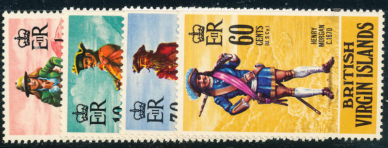 British Virgin Islands - 1970 - Pirates - set of 4 mint unhinged .SG 263-266 .