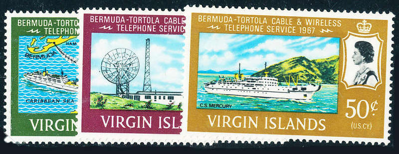 British Virgin Islands - 1967 - Telephone Service - set of 3 mint unhinged . SG 217-219 .