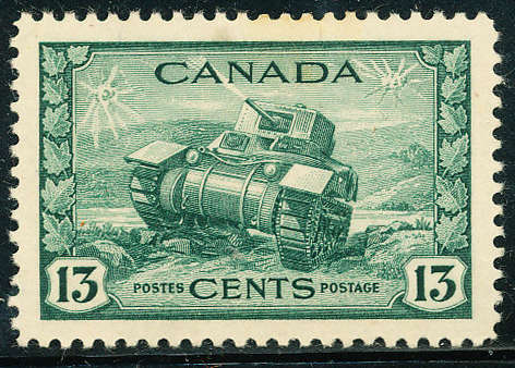 Canada - 1942 - 48 - War Effort - 13c dull green mint hinged . SG 384 .