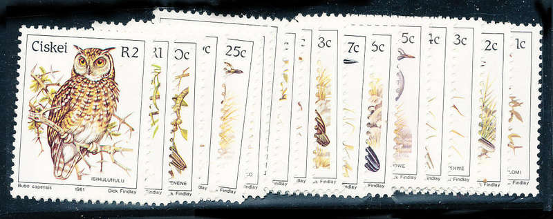 Ciskei - 1981 - Bird Defins - set of 17 mint unhinged . SACC 5-21 .
