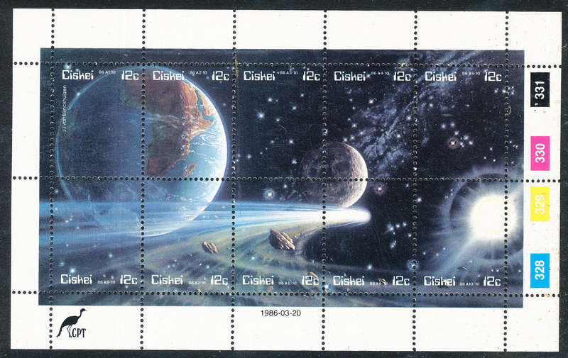 Ciskei - 1986 - Halleys Comet - sheet of 10 mint unhinged . SG 87-96 .