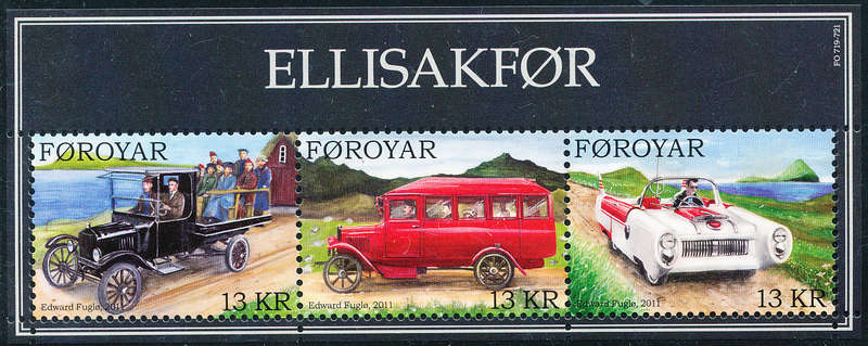 Faroe Islands - 2011 - Vintage Cars - m/sheet of 3 stamps mint unhinged . SG 652 .